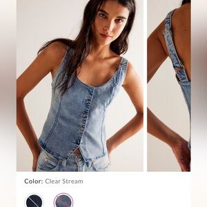 Free People Kara Waistcoat - Lt Denim Vest - Size Large